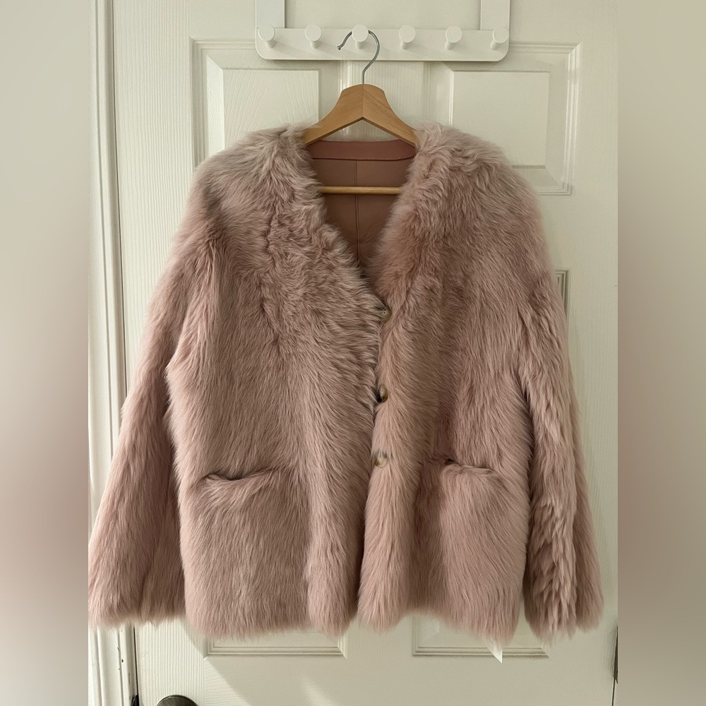 Women’s Faux Fur Coat - Blush Pink
